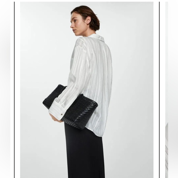 MNG Zaro Stripe Shirt Oversize   Size 8 Effortless Chic - Picture 16 of 17